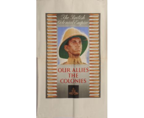 A SET OF FIVE BRITISH COLONIAL EMPIRE POSTERS 'Oue Allies in the Colonies', the portrait of a soldier from each of the Cyprus