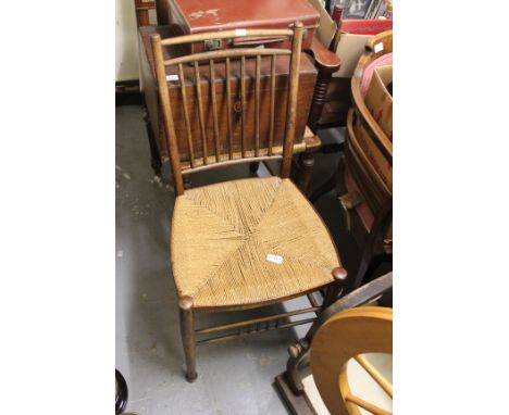 AN OLD ASH AND ELM WINDSOR STICK BACK ARMCHAIR together with further various country chairs