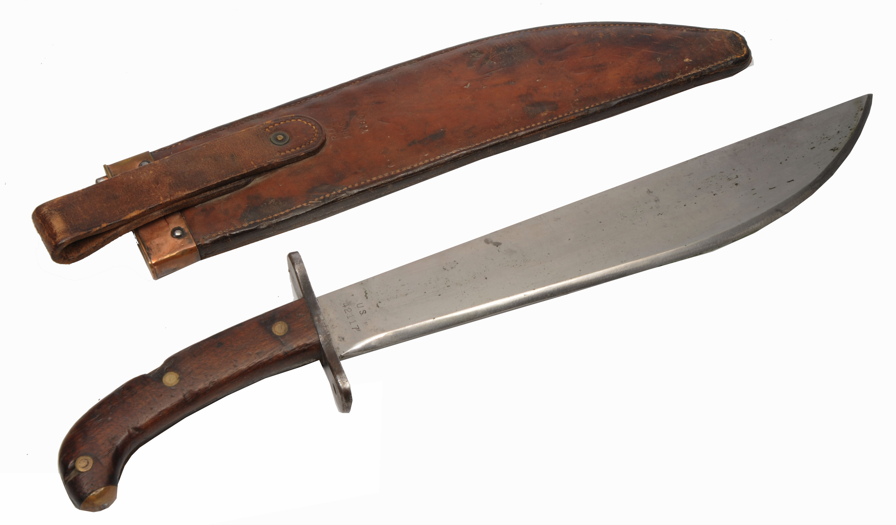 A WORLD WAR I U.S. ISSUE BOLO KNIFE the blade stamped Plumb Phila 1917