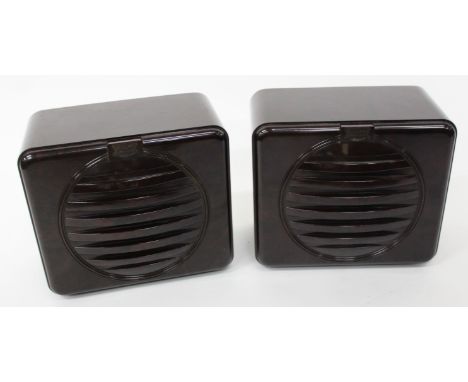 A PAIR OF REES MACE BAKELITE SPEAKERS together with a quantity of further bakelite items to include a hot water bottle, a Smi