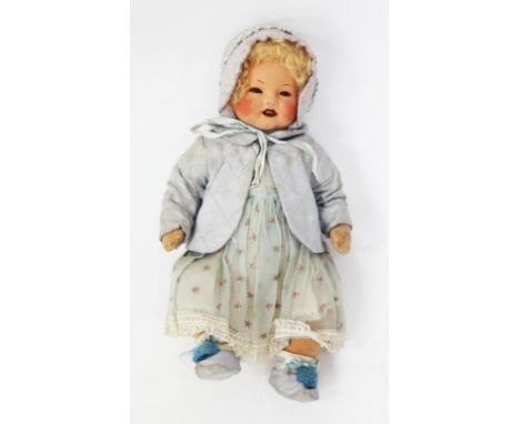 A 1930'S CHAD VALLEY DOLL with original clothing, 35cm high