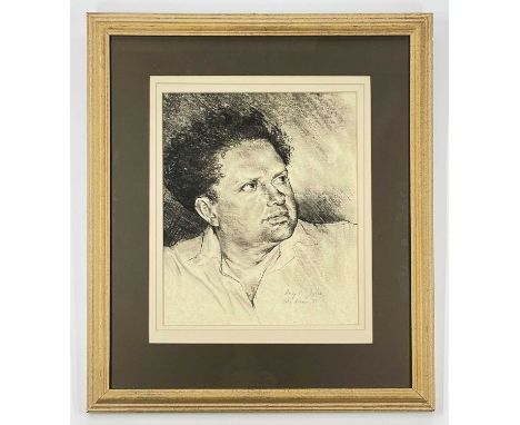 ELLIE LISHMAN pencil on paper - head and shoulders portrait of Dylan Thomas, titled bottom right 'Study of Dylan', signed and