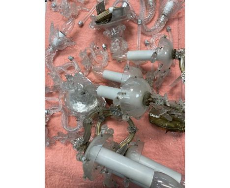 TWO PAIRS OF FANCY VENETIAN GLASS LIGHT FITTINGS for re-assembly and wall installationProvenance: deceased estate Monmouthshi