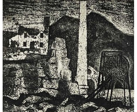 ‡ GEORGE CHAPMAN (1908-1993) aquatint trial proof aside from edition of 25 - entitled 'House on Rocks (Lewis-Merthyr Colliery