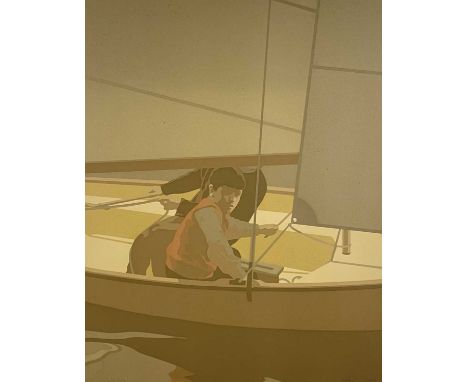 ‡ MICHAEL LEONARD (b.1933) artist's proof lithograph - two figures sailing, signed, 53 x 41cmsProvenance: private collection 