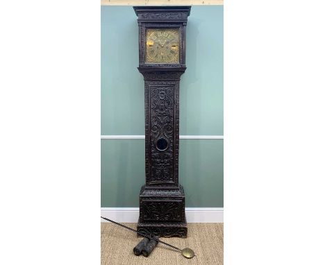 19TH CENTURY WELSH 8-DAY OAK LONGCASE CLOCK, Kirkham, Holywell, 11 1/4in brass dial with matt centre, subsid. secs &amp; cale