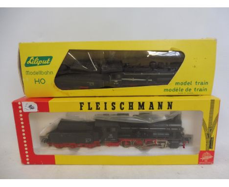 Two boxed steam trains HO scale: a Lilliput 109 and a Fleischmann.