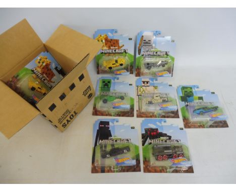 A trade pack complete, in excellent condition - Mattel Hot Wheels, carded, all different Minecraft cars (8 pieces).