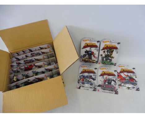 A trade pack complete, in excellent condition - Mattel Hot Wheels, carded Marvel to include Spiderman, Dr. Strange, Venomized