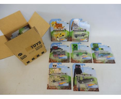 A trade pack complete, in excellent condition - Mattel Hot Wheels, carded, all different Minecraft cars (8 pieces).