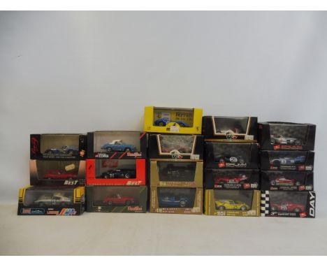 A selection of various different makers and models of classic sports vehicles including Corgi, Brumm 1/43 scale. 