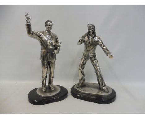 Two statues of Elvis - the jumpsuit period and in military, made by Lesser and Pavey, overall each approx. 13 1/2" high.