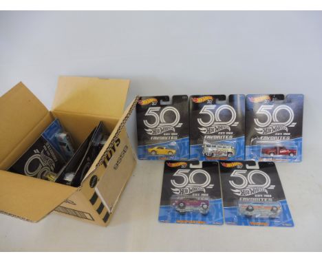 A trade pack complete, in excellent condition - Mattel Hot Wheels, carded to include 50 years of Hotwheels - Favourites Est. 