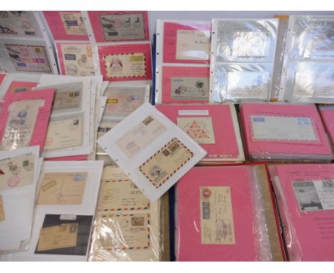 Eight albums of stamps on envelopes, including some relating to the Hindenburg airship first flight in 1936, also some Americ