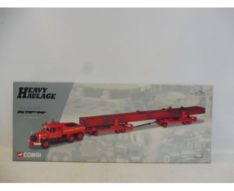 A boxed large scale Corgi heavy haulage Civil and Cook Scammel contractor, two Dyson trailers and crane girder load.