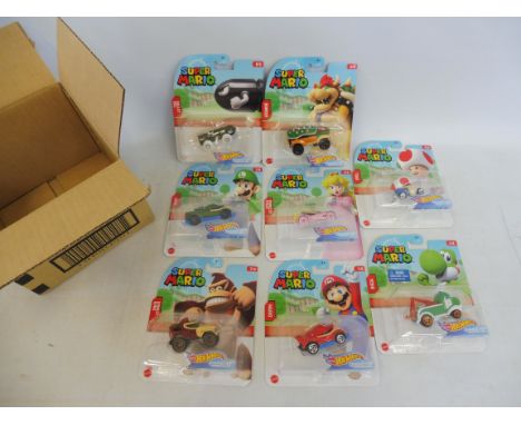 A trade pack complete, in excellent condition - Mattel Hot Wheels, carded, Super Mario, various (8 pieces).