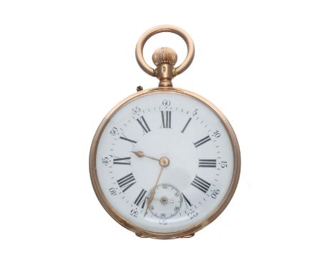 Small Swiss 18ct cylinder pocket watch, 10 jewel bar movement with three arm balance and regulator, inscribed metal hinged cu