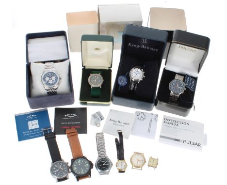 Selection of wristwatches to include Krug-Baumen Principle lady's wristwatch, quartz (box, tag, guarantee, instructions); Pul