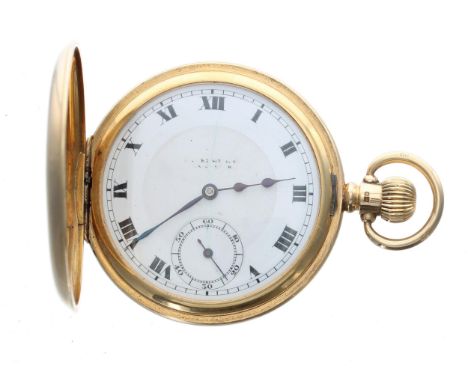 Rolex 18ct lever half hunter pocket watch, Birmingham 1927, Rolex Extra Prima 17 jewel timed six positions and temperature mo