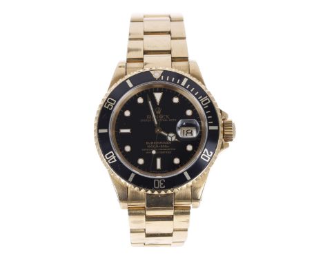 Rolex Oyster Perpetual Date Submariner 18ct gentleman's wristwatch, reference no. 16618, serial no. N22xxxx, circa 1991, blac