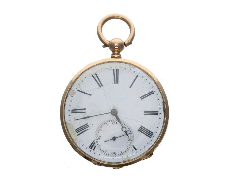 Attractive 18ct lever pocket watch, 15 jewel gilt frosted bar movement with compensated balance and regulator, 18ct inscribed