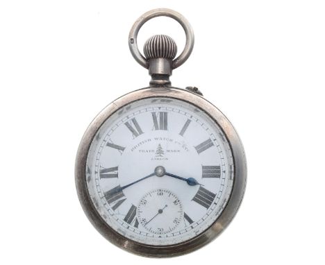 British Military issue silver lever pocket watch, Birmingham 1919, the movement with compensated balance, regulator and Milit