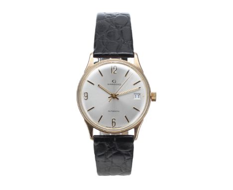 Garrard automatic 9ct gentleman's wristwatch, Birmingham 1988, silvered dial with gilt applied Arabic 12-9-6, baton markers, 