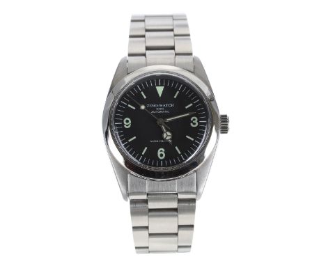 Zeno-Watch Basel Super Precision automatic stainless steel gentleman's wristwatch, ref. ZN-001, black dial with Arabic green 