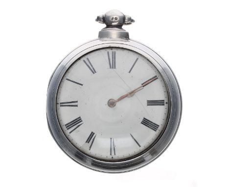 Early Victorian silver verge pair cased pocket watch, London 1846, the fusee movement signed Jos'h Ballard, Lamberhurst, no. 