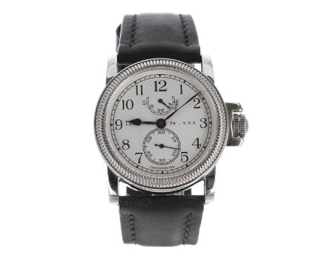 RGM Watch Co. EOT Model 22 stainless steel chronometer deck wristwatch (Roland Murphy), circular silvered dial with Arabic nu