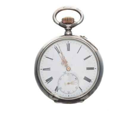 IWC (International Watch Co.) silver (0.800) lever pocket watch, gilt frosted three quarter plate movement with IWC stamped t