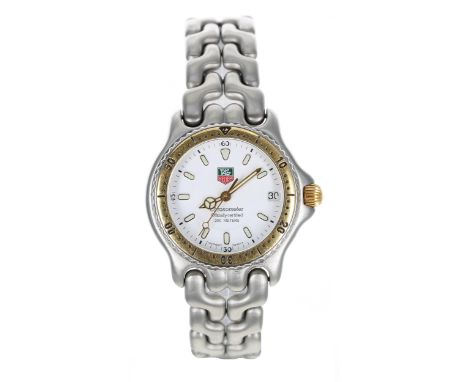 Tag Heuer SEL Chronometer automatic mid-size bi-colour gentleman's wristwatch, reference no. S87.813E, white dial, white dial