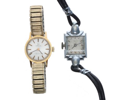 Omega Genéve gold plated and stainless steel lady's wristwatch, gold plated and stainless steel expanding bracelet, 20mm; tog