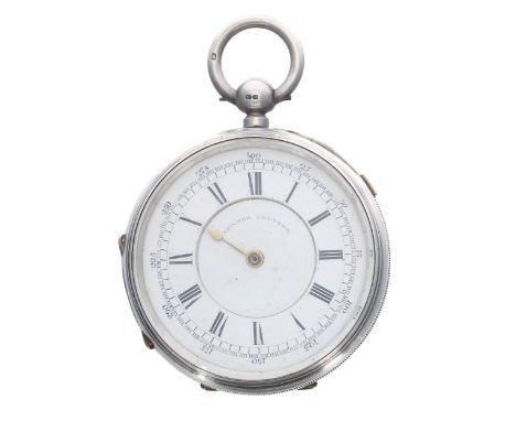 Silver centre seconds chronograph lever pocket watch for repair, the three quarter plate movement signed 'John Forrest, Londo