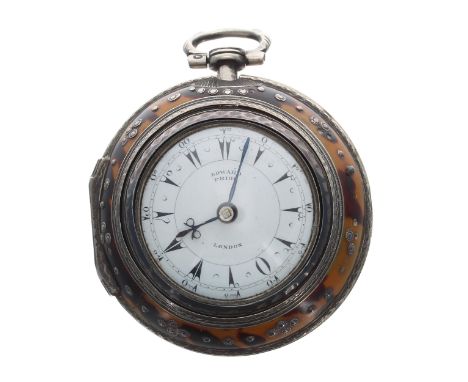 Edward Prior silver and tortoiseshell triple cased verge pocket watch for the Turkish market, London 1858, the fusee movement
