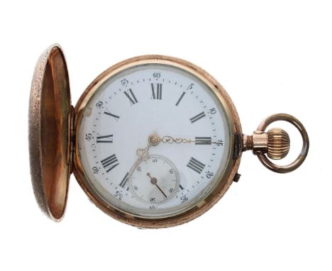 Swiss gold lever hunter pocket watch, 15 jewel bar movement with compensated balance and regulator, inscribed hinged cuvette 