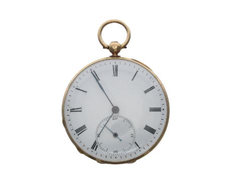 Swiss 18k cylinder pocket watch, signed slim gilt bar movement signed Eug'e Bornand & Cie, A S'te Croix, with gilt three arm 