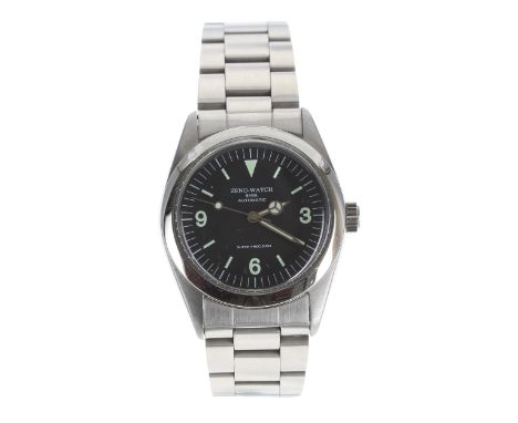Zeno-Watch Basel Super Precision automatic stainless steel gentleman's wristwatch, ref. ZN-001, black dial with Arabic green 