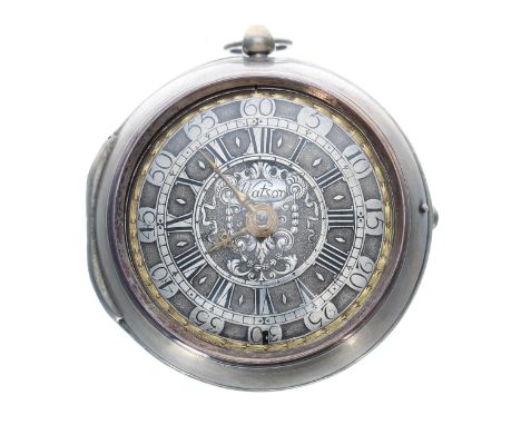 Good English 18th century silver pair cased verge pocket watch, the fusee movement signed S. Watson, London with pierced engr