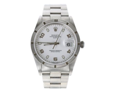 Rolex Oyster Perpetual Date stainless steel gentleman's wristwatch, reference no. M15210, serial no. F127xxx, circa 2004, whi