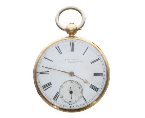 19th century 18ct fusee lever pocket watch, hallmarked Chester, the three-quarter plate movement signed Edw'd Watson, King St