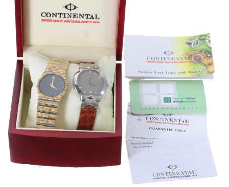 Raymond Weil Quartz gold plated gentleman's wristwatch, reference no. 9042, 30mm; together with a Continental stainless steel