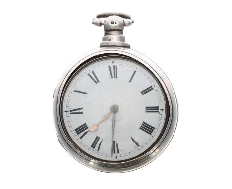 George IV silver fusee verge pair cased pocket watch, London 1826, the movement signed J. Jones, London, no. 748, with pierce