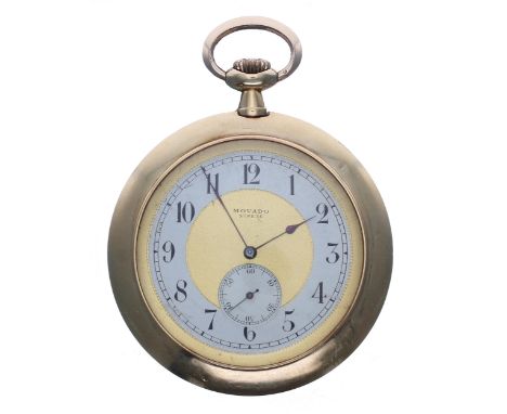 Movado 18ct dress pocket watch, signed gilt dial with silvered Arabic chapter with minute track and silvered subsidiary secon