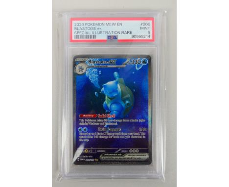 Pokemon - A PSA graded 2023 Pokemon Mew En-151 Special Illustration Rare Blastoise ex #200. The card is graded 9 MINT. (This 