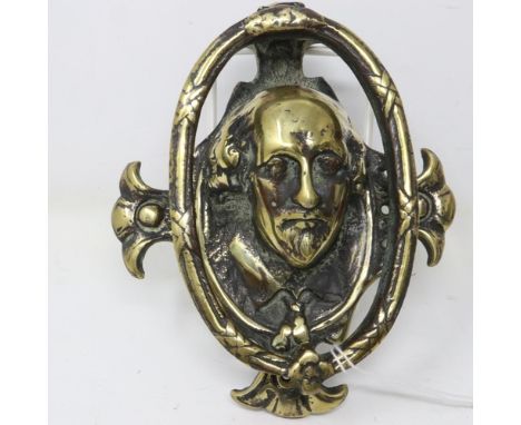 Victorian brass door knocker, H: 15 cm. UK P&amp;P Group 2 (£20+VAT for the first lot and £4+VAT for subsequent lots) 