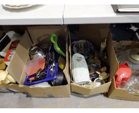 Four boxes of kitchen items to include a maiden. All electrical items in this lot have been PAT tested for safety and have pa