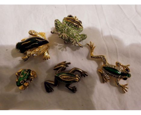 Four enamelled and jewelled frog brooches. UK P&amp;P Group 1 (£16+VAT for the first lot and £2+VAT for subsequent lots) 