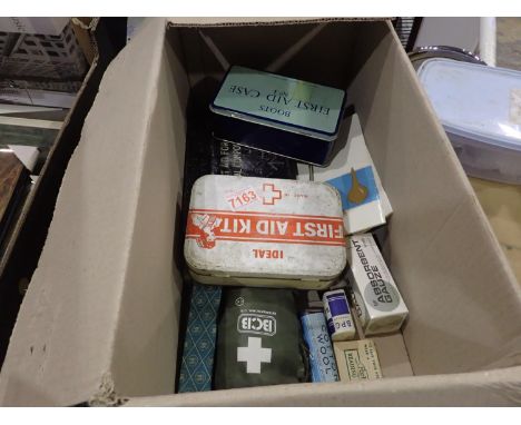 Mixed vintage first aid tins. Not available for in-house P&amp;P. 
