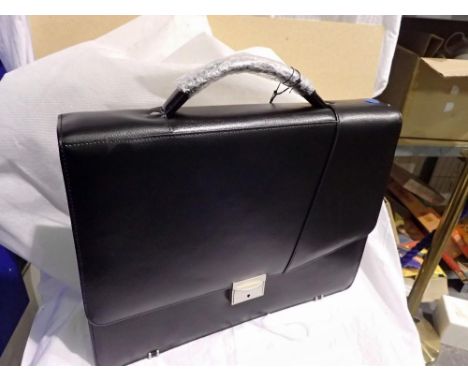 Planet black leather briefcase with dustbag. Not available for in-house P&amp;P 
